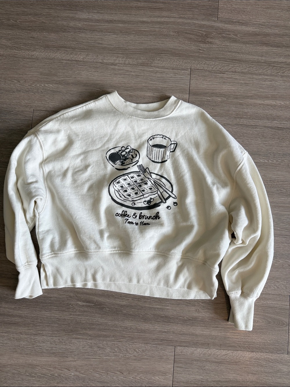 Abercrombie & fitch Cream Graphic "coffee & brunch" Sweatshirt